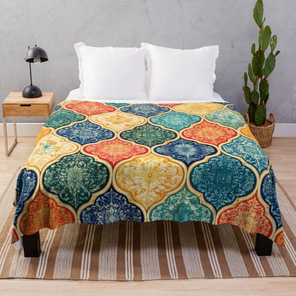 Item preview, Colorful Moroccan Quatrefoil Tile Pattern (AI Decorative Design) designed and sold by Cleora Art .