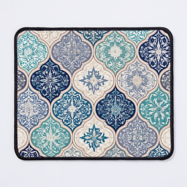 Item preview, Blue Moroccan Floral Tile Pattern in Navy & Teal (AI Decorative Design) designed and sold by Cleora Visuals.