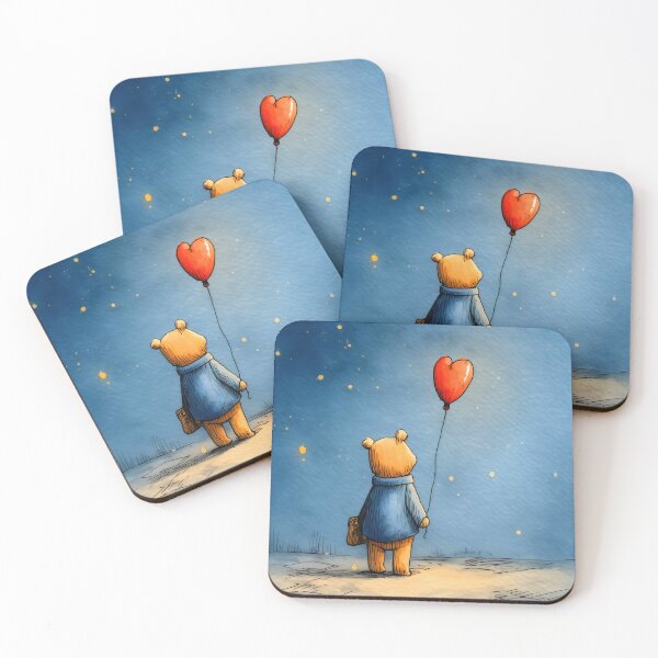 Item preview, Teddy Watching Heart Balloon – Soft Valentine Storybook Nursery Art designed and sold by WabiSabiSjak.