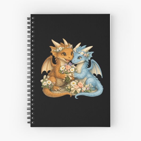 Artikelvorschau, Baby-Drachenpaar mit Blumen entworfen und verkauft von Hatchling Hollow.