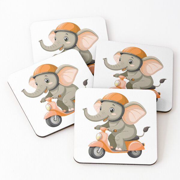 Item preview, Cute Baby Elephant Riding Orange Scooter designed and sold by Adappai.