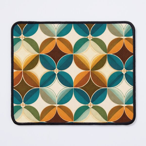 Item preview, Retro Circle Geometric Pattern in Teal & Mustard (AI Vintage Design) designed and sold by Cleora Visuals.