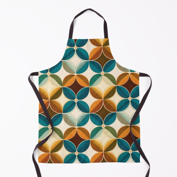 Item preview, Retro Circle Geometric Pattern in Teal & Mustard (AI Vintage Design) designed and sold by Cleora Art .