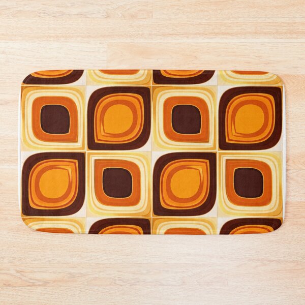 Item preview, Retro Rounded Square Pattern in Orange & Brown (AI 70s Geometric Design) designed and sold by Cleora Art .