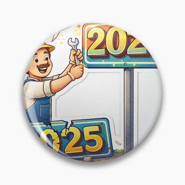 Item preview, A sticker showing a broken "2025" sign being replaced by a shiny new "2026" sign, with a character saying, "This should fix it." designed and sold by STICKERS FOR SALE NOW.