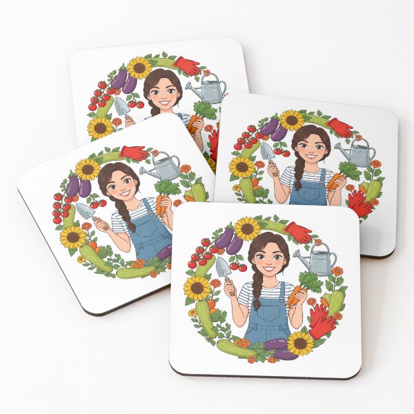 Item preview, Happy Garden Girl – Cozy Vegetable Gardening Illustration designed and sold by C3J7.