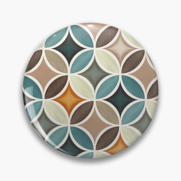 Item preview, Retro Interlocking Circle Pattern in Teal & Warm Neutrals (AI Seamless Design) designed and sold by Cleora Art .