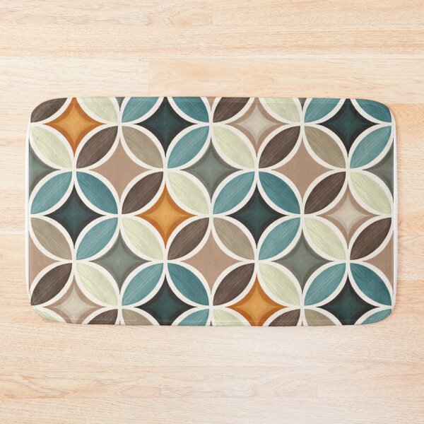 Item preview, Retro Interlocking Circle Pattern in Teal & Warm Neutrals (AI Seamless Design) designed and sold by Cleora Art .