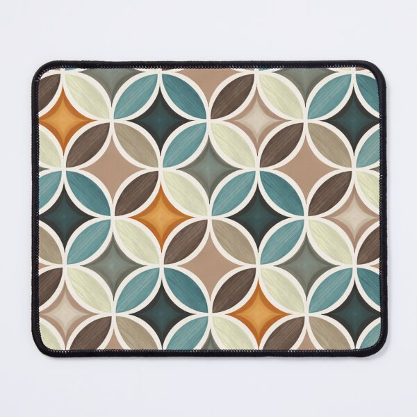 Item preview, Retro Interlocking Circle Pattern in Teal & Warm Neutrals (AI Seamless Design) designed and sold by Cleora Visuals.