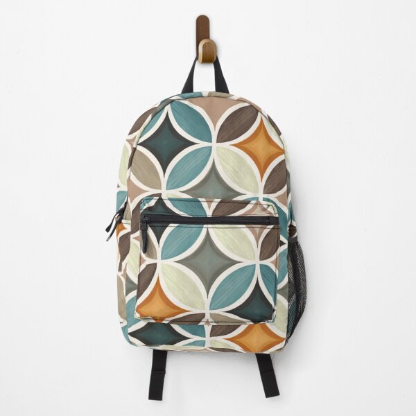 Item preview, Retro Interlocking Circle Pattern in Teal & Warm Neutrals (AI Seamless Design) designed and sold by Cleora Art .