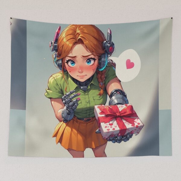 Item preview, Shy Android Girl Anime - Valentine's Day designed and sold by ArtsJulian.