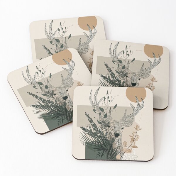 Item preview, Geometric Deer with boho Botanical Elements designed and sold by lautir.