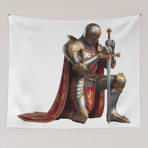 Item preview, Medieval Knight Prayer Crusader Warrior Art designed and sold by DrawDrip.