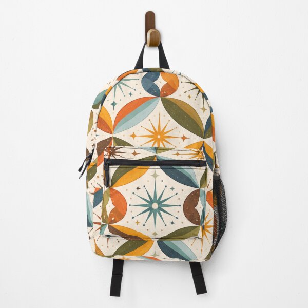 Item preview, Mid-Century Starburst & Petal Geometric Pattern in Olive & Orange (AI Seamless Design) designed and sold by Cleora Art .