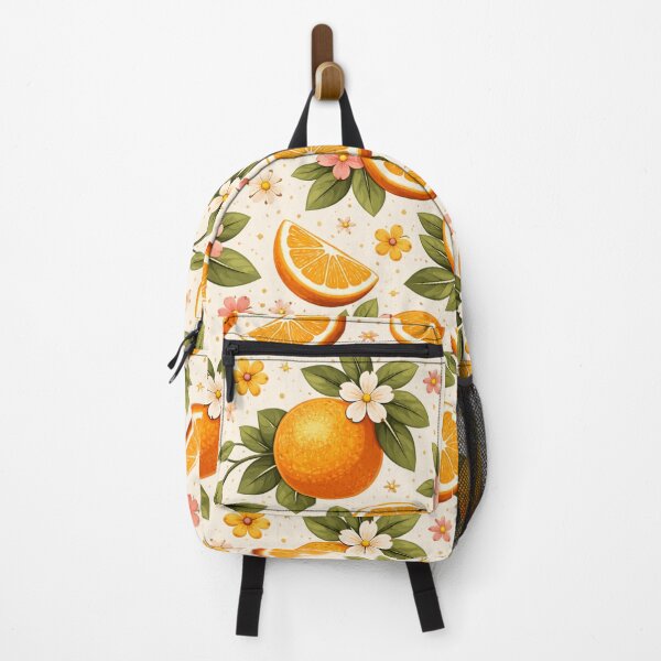 Item preview, Retro Orange Citrus Pattern with Leaves on Cream (AI Seamless Design) designed and sold by Cleora Art .