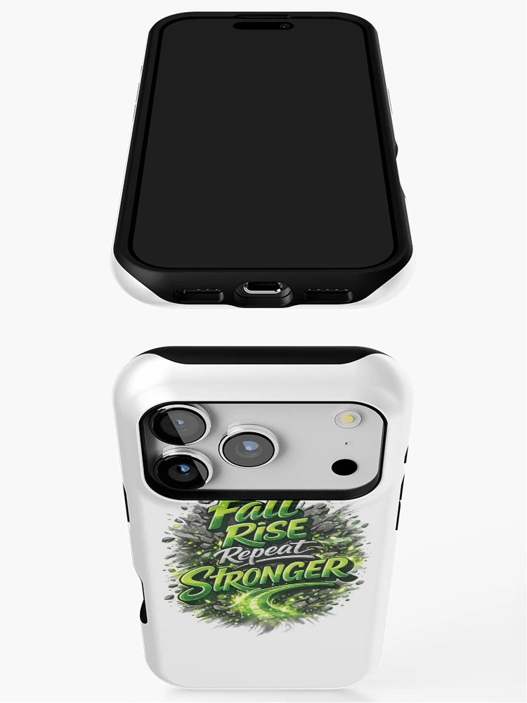 Thumbnail 3 of 4, iPhone Case, Fall Rise Repeat Stronger Typography Design designed and sold by IRON WINGS /USAF.