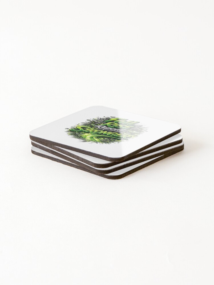 Thumbnail 4 of 5, Coasters (Set of 4), Fall Rise Repeat Stronger Typography Design designed and sold by PatternFusions.