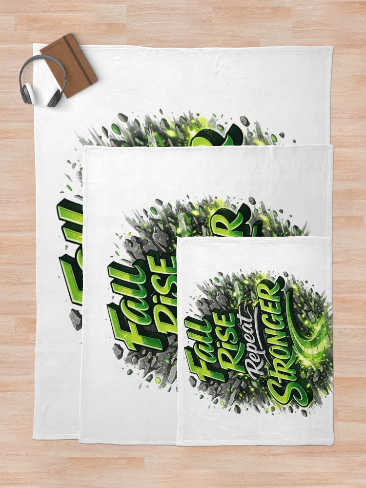 Thumbnail 5 of 6, Throw Blanket, Fall Rise Repeat Stronger Typography Design designed and sold by IRON WINGS /USAF.