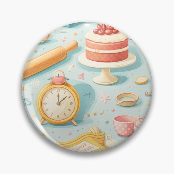 Item preview, Retro 50s Kitchen Baking Pattern in Pastel Pink & Blue (AI Seamless Design) designed and sold by Cleora Art .