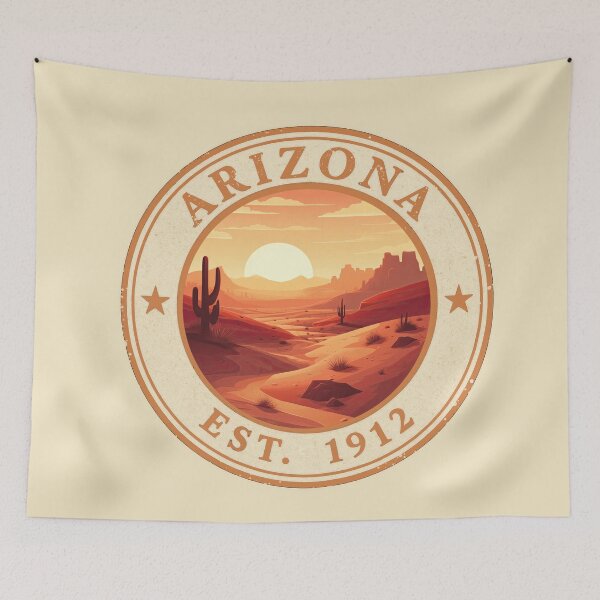 Item preview, Arizona vintage desert landscape postage stamp art designed and sold by Alexaltay.