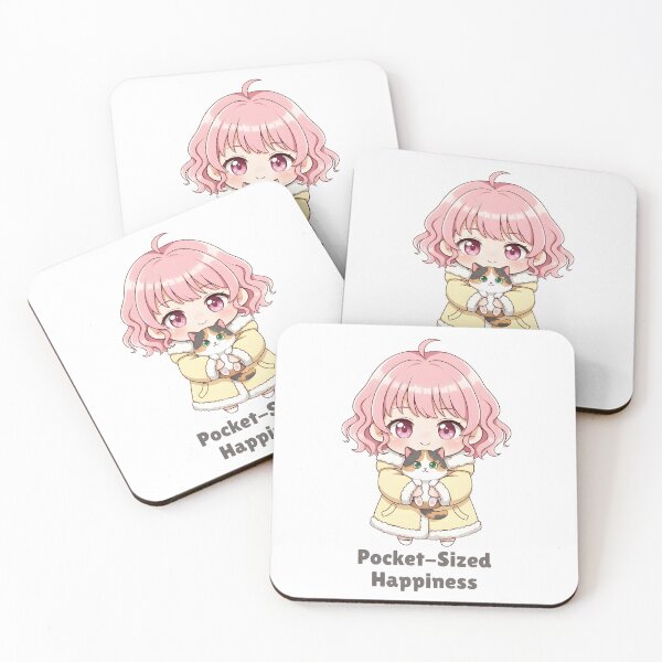 Item preview, Pocket-Sized Happiness - Chibi Girl Hugging Calico Cat designed and sold by MANA-Goods.