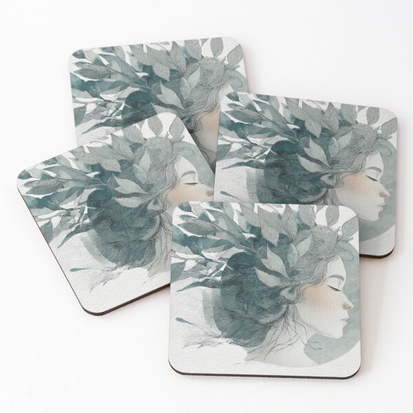 Item preview, Woman with leaves in hair at dusk designed and sold by anytka.