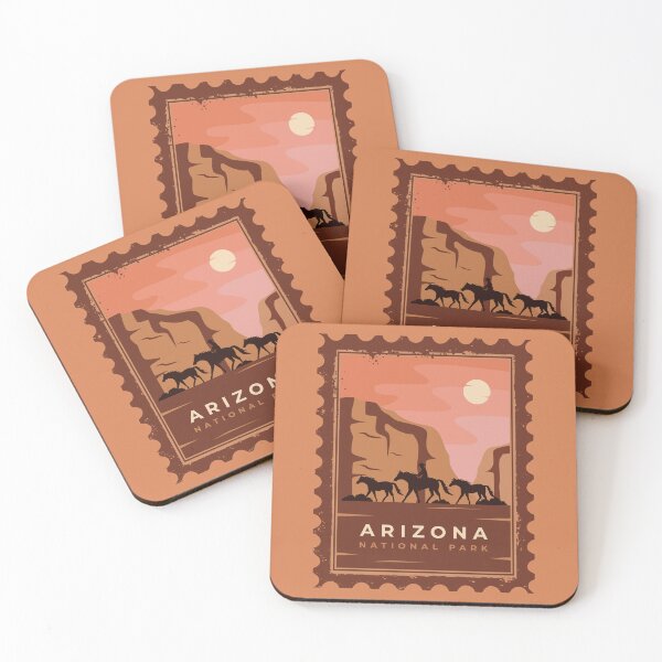 Item preview, Arizona vintage desert landscape postage stamp art designed and sold by Alexaltay.