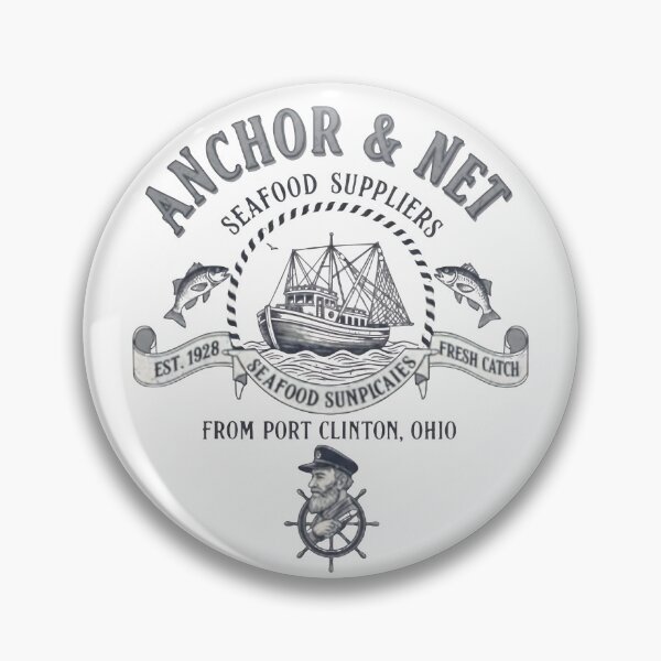 Item preview, Anchor & Net Seafood - Vintage Nautical Fishing Logo designed and sold by Mary Ney.