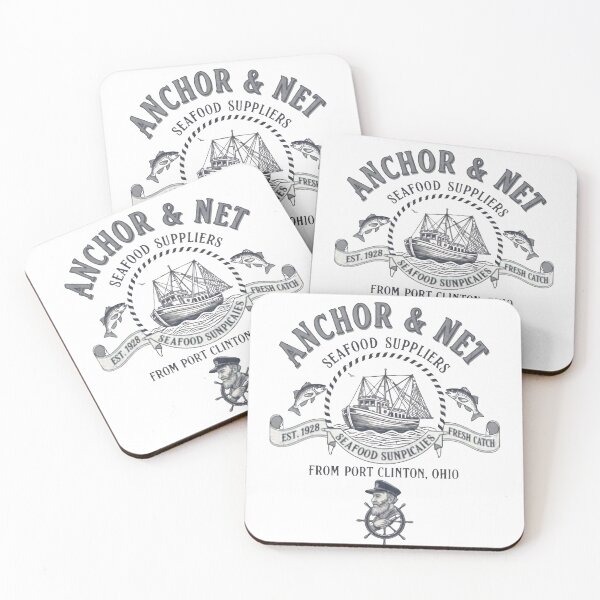 Item preview, Anchor & Net Seafood - Vintage Nautical Fishing Logo designed and sold by Mary Ney.