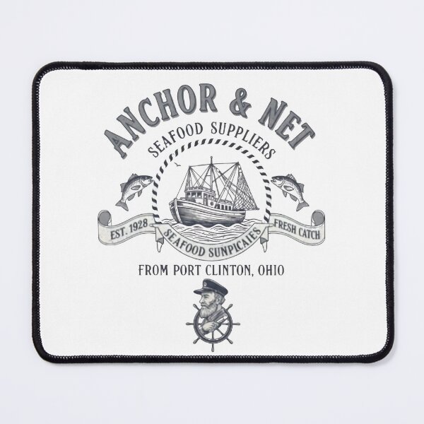 Item preview, Anchor & Net Seafood - Vintage Nautical Fishing Logo designed and sold by Mary Ney.