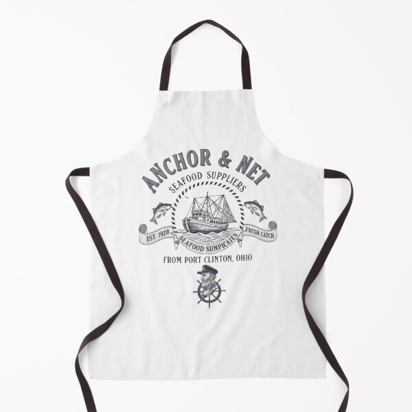 Item preview, Anchor & Net Seafood - Vintage Nautical Fishing Logo designed and sold by Mary Ney.