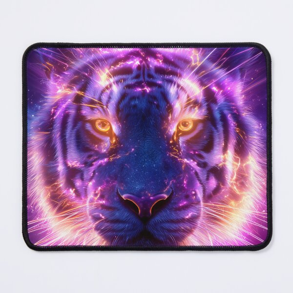 Item preview, Cosmic Neon Tiger – Galaxy Glowing Animal Portrait designed and sold by VisionaryVeils.