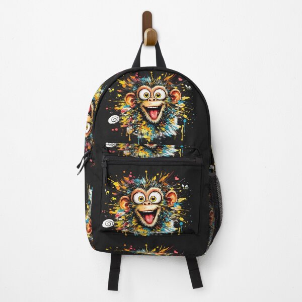 Item preview, Crazy Colorful Monkey Portrait – Abstract AI Generated Animal Art designed and sold by Cleora Art .