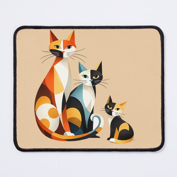Item preview, Geometric Cats Trio – Modern Abstract AI Vector Art designed and sold by Cleora Art .