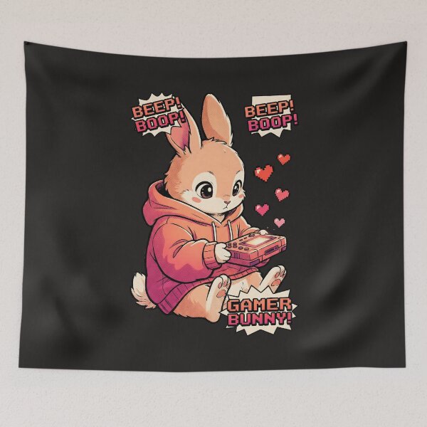 Item preview, Kawaii Gamer Bunny - Retro Handheld Gaming Rabbit Graphic designed and sold by AwesomeBeyondLimits.