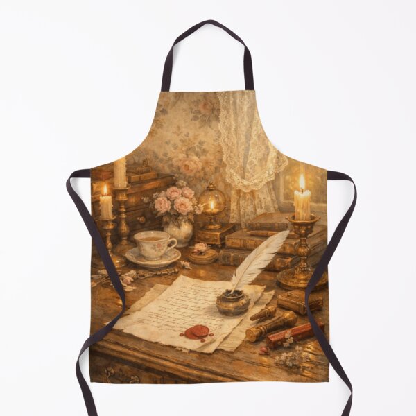 Item preview, Candlelit Writing Desk – Vintage Letters & Tea (Victorian Cottagecore) designed and sold by ArtFreshStudio.