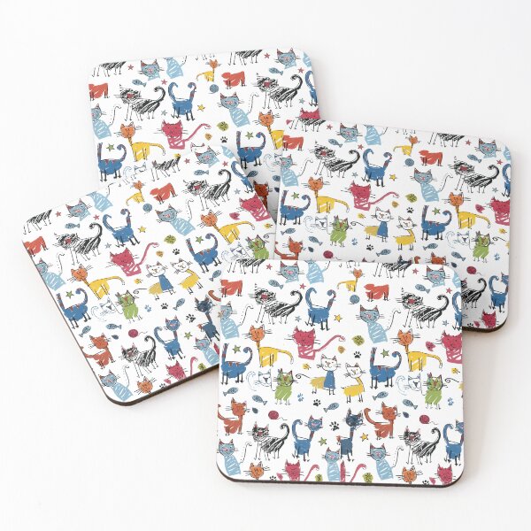 Item preview, Vibrant Colorful Cats Hand Draw Kitten designed and sold by Blok45.