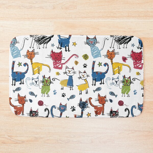 Item preview, Vibrant Colorful Cats Hand Draw Kitten designed and sold by Blok45.