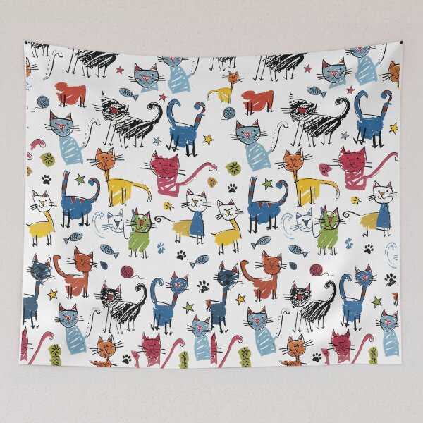 Item preview, Vibrant Colorful Cats Hand Draw Kitten designed and sold by Blok45.