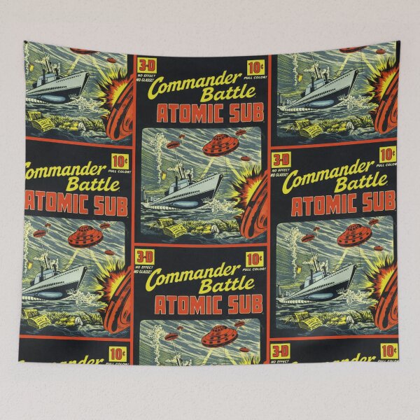 Item preview, Commander Battle & the Atomic Sub – Retro Sci-Fi Comic Cover Art designed and sold by Analog Aura .