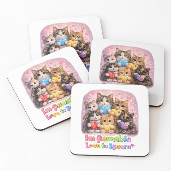 Item preview, Im-pawsible Love to Ignore, Cute Cat Lover Wall Art Print with Paw Font, Kawaii Kitty Decor, Glitter Hearts, Gift for Cat Moms and Cat Dads designed and sold by TerScott.