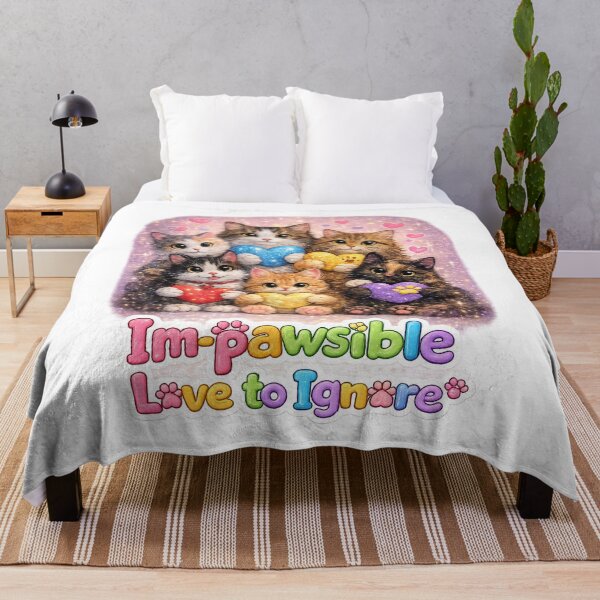 Item preview, Im-pawsible Love to Ignore, Cute Cat Lover Wall Art Print with Paw Font, Kawaii Kitty Decor, Glitter Hearts, Gift for Cat Moms and Cat Dads designed and sold by TerScott.