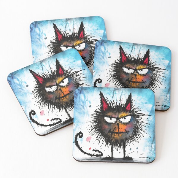 Item preview, A cartoon version of the cat, emotive body language, spiky mounds, frayed designed and sold by anytka.