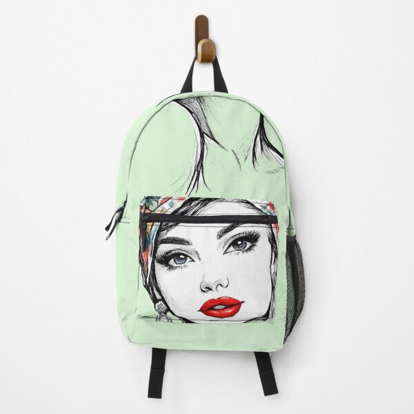 Item preview, Beautiful Woman with Red Lips and Retro Floral Turban – Black Marker Sketch AI Art designed and sold by Cleora Visuals.