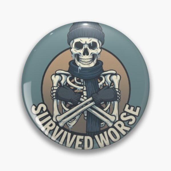 Item preview, Survived Worse – Funny Winter Skeleton Grit Humor Design designed and sold by Blaze & Trail Creative.