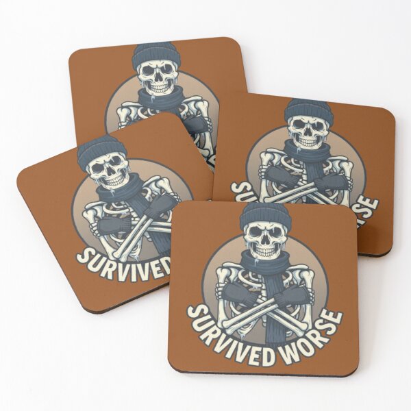 Item preview, Survived Worse – Funny Winter Skeleton Grit Humor Design designed and sold by Blaze & Trail Creative.