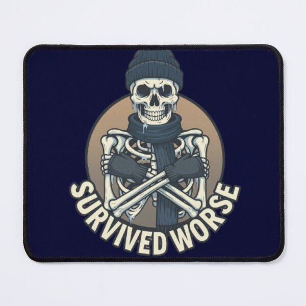 Item preview, Survived Worse – Funny Winter Skeleton Grit Humor Design designed and sold by Blaze & Trail Creative.