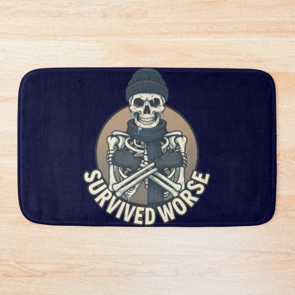 Item preview, Survived Worse – Funny Winter Skeleton Grit Humor Design designed and sold by Blaze & Trail Creative.
