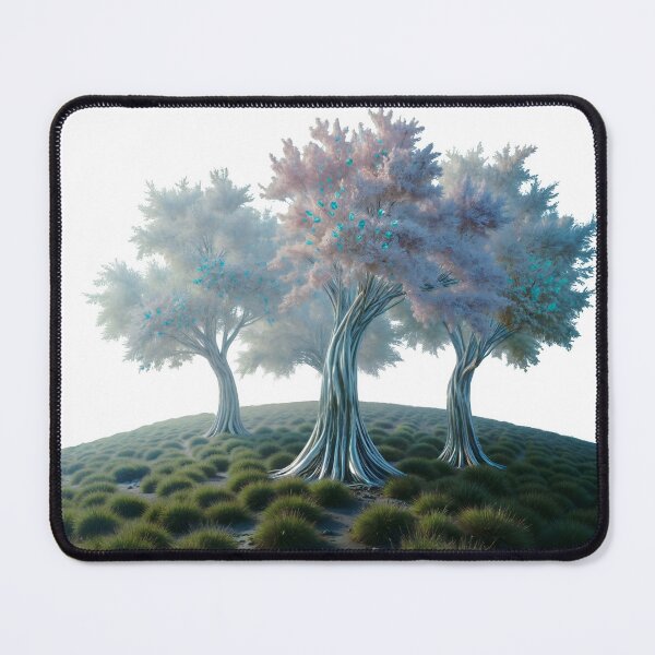Item preview, Surreal trees with glowing leaves on grassy hill designed and sold by Creative88Art.