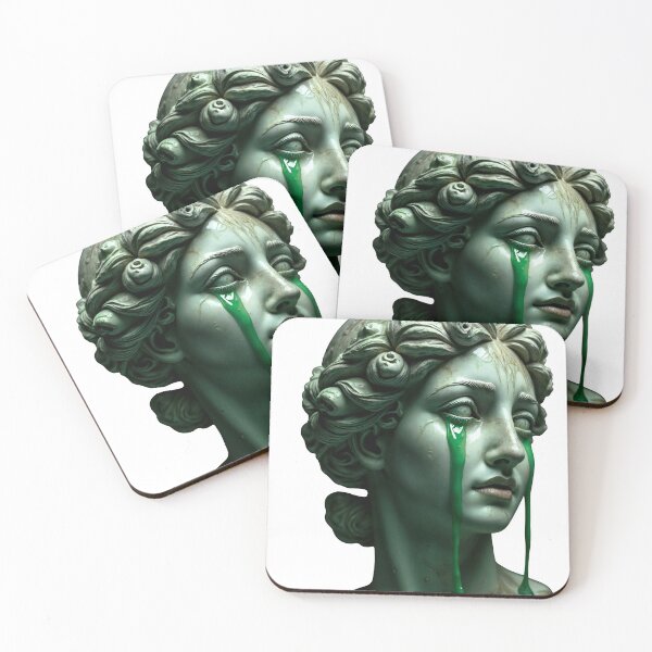 Item preview, Classical statue head with green liquid dripping from eyes designed and sold by Creative88Art.